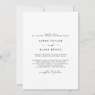 Invitation Script moderne Formel Couple & One Parents Mariage