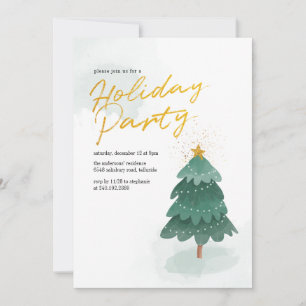 Invitation Script moderne Gold Christmas Tree