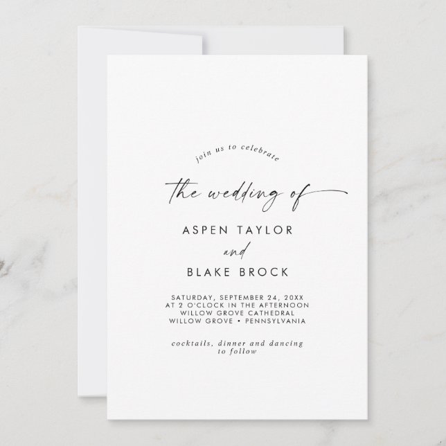 Invitation Script Moderne Le Mariage de (Devant)