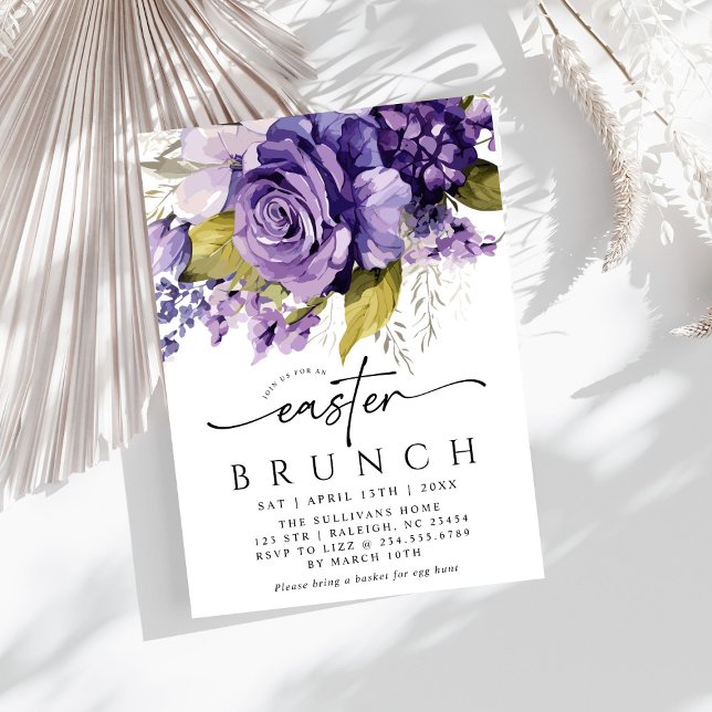 Invitation Script moderne Lilac Floral Pâques Brunch (Créateur téléchargé)