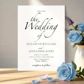 Invitation Script moderne Mariage noir et blanc