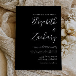 Invitation Script moderne Mariage noir et blanc