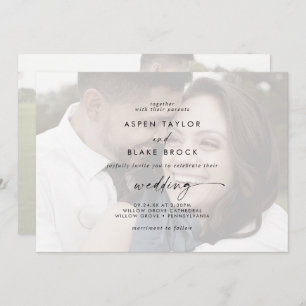 Invitation Script moderne Mariage photo horizontal dégradé
