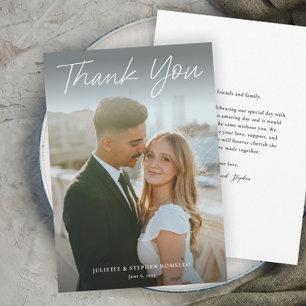 Invitation Script moderne Mariage photo simple Merci