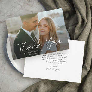 Invitation Script moderne Mariage photo simple Merci