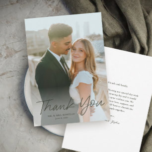 Invitation Script moderne Mariage photo simple Merci