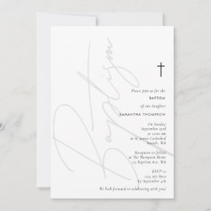 Invitation Script moderne minimaliste Baptême Christening