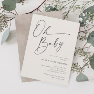 Invitation Script moderne Neutral Oh Baby shower