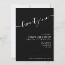 Script moderne noir élégant 21e anniversaire