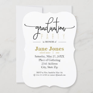 Invitation SCRIPT MODERNE OFFICIEL Graduation Party Invitatio