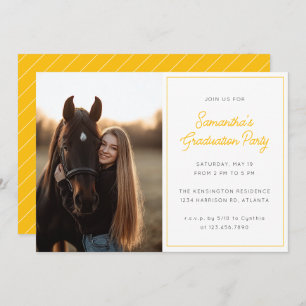 Invitation Script moderne Photo Jaune Graduation Party