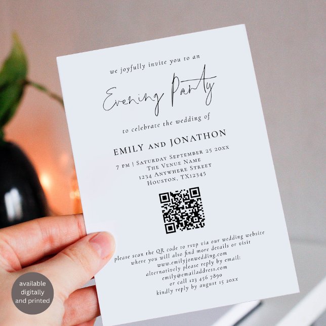 Invitation Script moderne QR Code Mariage Soirée (Créateur téléchargé)