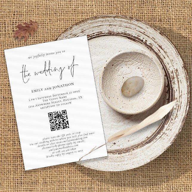 Invitation Script moderne QR Code N'importe quel Mariage coul (Créateur téléchargé)