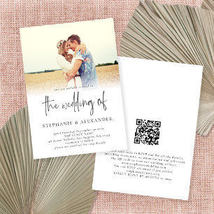 Invitation Script moderne QR Code Photo Overlay Mariage Invit