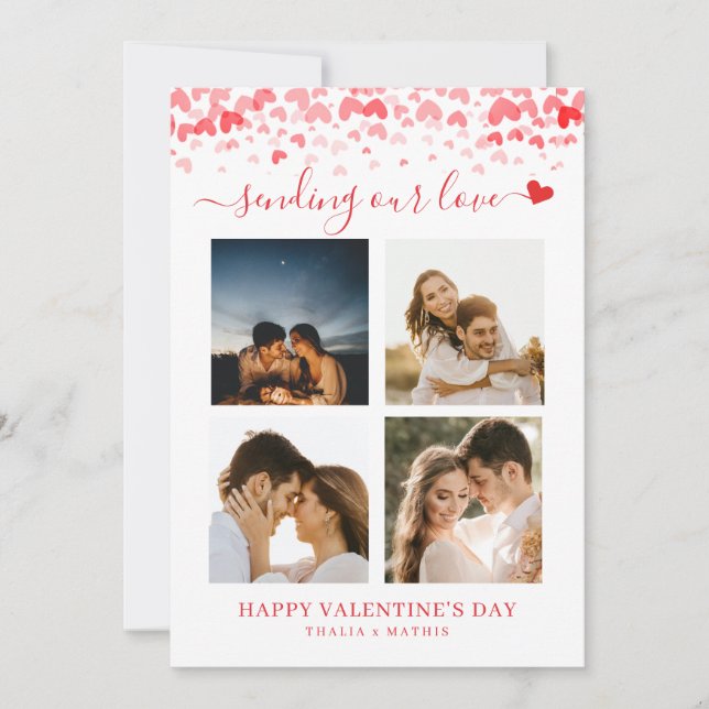 Invitation Script moderne Red Heart Valentine's Card Photo (Devant)