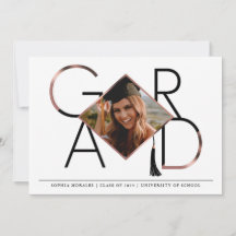 Script moderne Rose Gold Tassel Grad Photo Collage