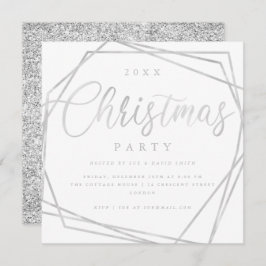 Invitation Script MODERNE Silver White Parties scintillant Ch