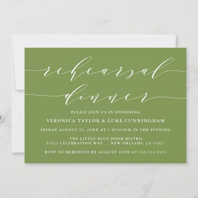 INVITATION SCRIPT MODERNE SIMPLE | RÉPÉTITION DÎNER INVITATIO (Devant)