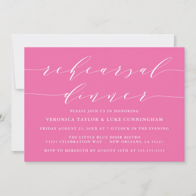 INVITATION SCRIPT MODERNE SIMPLE | RÉPÉTITION DÎNER INVITATIO (Devant)