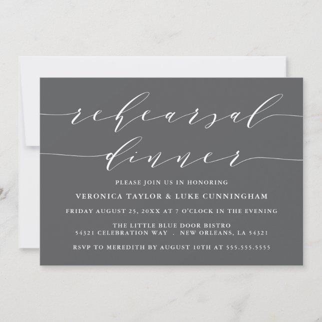 INVITATION SCRIPT MODERNE SIMPLE | RÉPÉTITION DÎNER INVITATIO (Devant)
