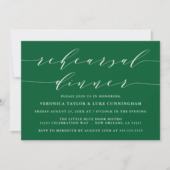INVITATION SCRIPT MODERNE SIMPLE | RÉPÉTITION DÎNER INVITATIO (Devant)