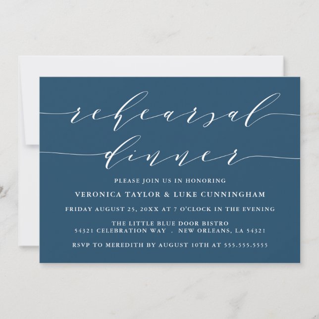 INVITATION SCRIPT MODERNE SIMPLE | RÉPÉTITION DÎNER INVITATIO (Devant)