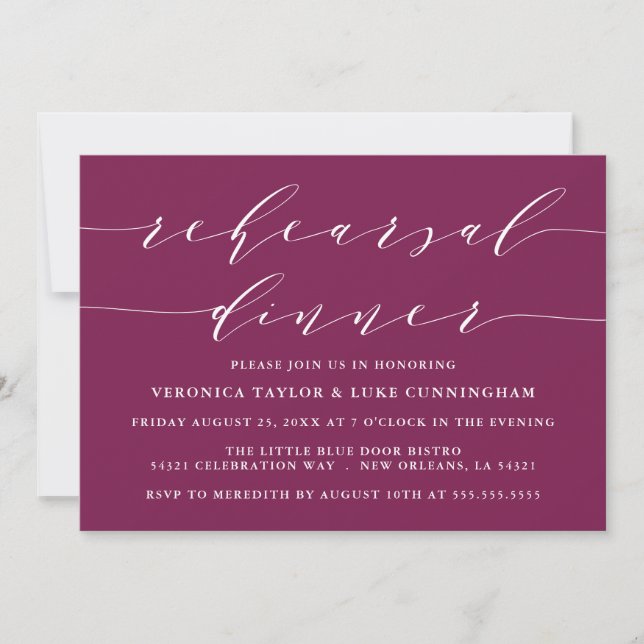 INVITATION SCRIPT MODERNE SIMPLE | RÉPÉTITION DÎNER INVITATIO (Devant)
