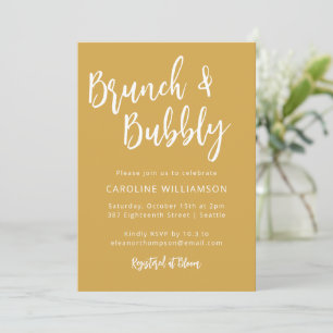 Invitation Script moderne tendance Brunch Bubbly Douche Jaune
