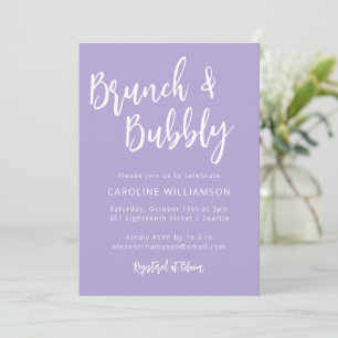 Invitation Script moderne tendance Brunch Bubbly Douche Lavan