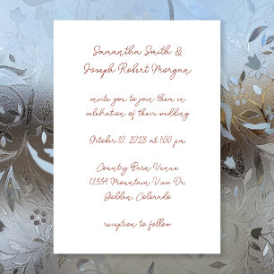 Invitation Script moderne Terra Cotta et Mariage blanc