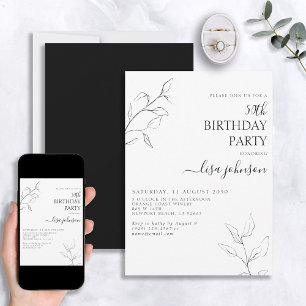 Invitation Script noir moderne Botanique 50e anniversaire