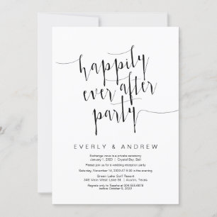 Invitation Script noir moderne modifiable, Elopement Mariage