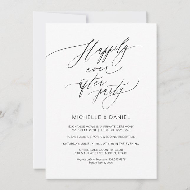 Invitation Script noir romantique, Mariage en fuite (Devant)