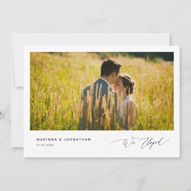 Invitation Script noir romantique,, Mariage en fuite (Devant)