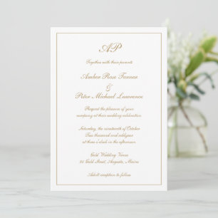 Invitation Script officiel Monogramme Or Mariage élégant