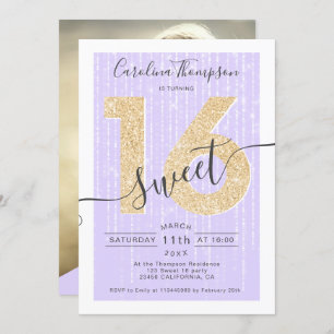 Invitation Script parties scintillant or chic lavande Sweet 1