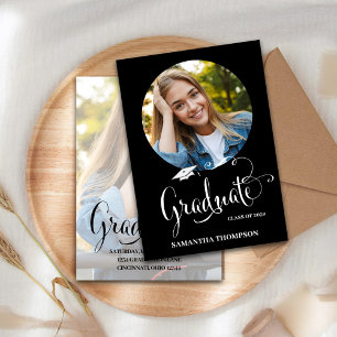 Invitation Script photo Black and White Graduation Party