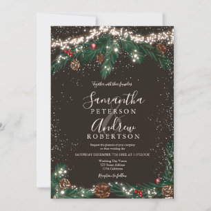 Invitation Script photo hiver merveilleux pinède neige mariag