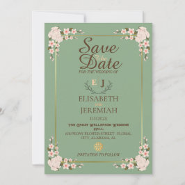Invitation Script photo Mariage floral blanc Enregistrer la d