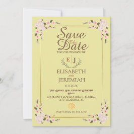 Invitation Script photo Mariage floral blanc Enregistrer la d