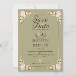 Invitation Script photo Mariage floral blanc Enregistrer la d