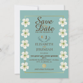 Invitation Script photo Mariage floral blanc Enregistrer la d