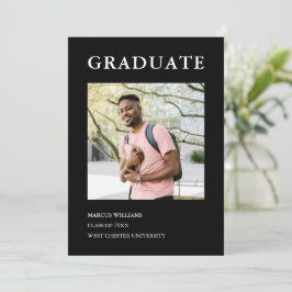 Invitation Script photo moderne Graduation noire
