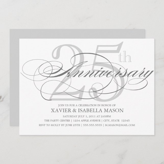 Invitation Script pour le 25e anniversaire (Devant / Derrière)