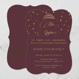 Invitation Script Quince Royal Burgundy Gold Mis Quinceañera