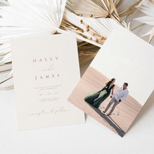 Invitation Script romantique minimaliste moderne Mariage phot