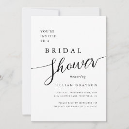 Invitation Script romantique moderne Fête des mariées noir & 