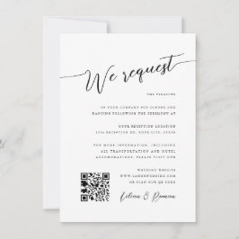Invitation Script romantique Noir & Blanc Mariage Réception