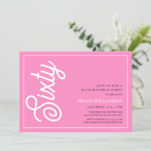 Invitation Script rose et blanc moderne 60e anniversaire