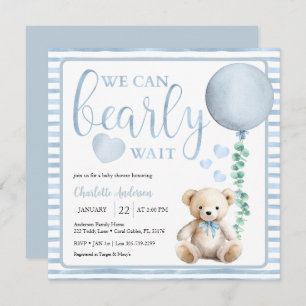 Invitation Script rose Teddy Bear Baby shower d'attente